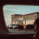 the view of an empty grocery store from a car