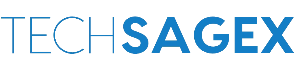 TechSageX logo with blue letters